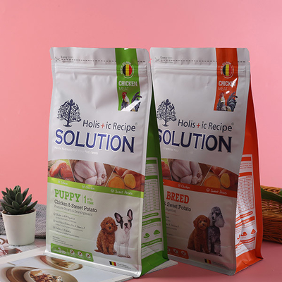 Sacchetti di riciclaggio di plastica riciclabili dell'alimento per animali domestici delle grandi del fondo piatto 500g borse del cibo per cani