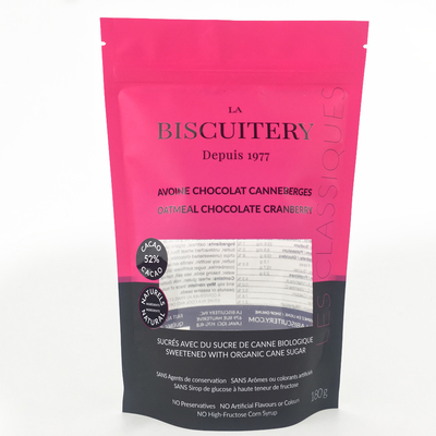sacchetto di condizione 25g che imballa supporto trasparente sul sacchetto con i dadi dei biscotti della chiusura lampo